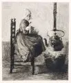 Holländisches Mädchen mit einem Kaninchen by Ferdinand Schmutzer, 1906, Radierung auf Velin, offered Sep 2011