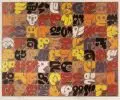 Young- Sung Hwang, Rätsel, Gesichter, Chiffren, 2005, Farboffsetdruck auf Karton