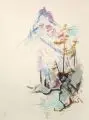 Hans Kinder, Gebirge, 1956, Aquarell, farbige Pastellkreide und Tusche auf Velin
