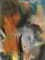 Günther Rothe, Abstrakte Landschaftskomposition. 1990er Jahre, Aquarell und Pastell auf fasrigem Papier