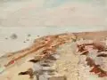 Wilhelm Rudolph, Küstenlandschaft. Ohne Jahr, Aquarell über Bleistift