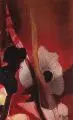Jürgen Seidel, Florale Komposition in Rot, 1983, Mischtechnik auf leichtem Karton