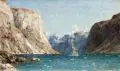 Henry Enfield, Dampfsegler bei der Ausfahrt aus dem Fjord. 2. H. 19. Jh, Öl auf Leinwand