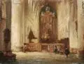 Wilhelm Ludwig Friedrich Riefstahl, (zugeschr.), Studie eines Kircheninterieurs. 19. Jh, Öl auf Holz