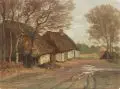 Hermann Lasch, Herbstliches Gehöft mit Hühnern, Um 1900, Öl auf Leinwand