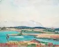 Immanuel Meyer-Pyritz, Moorlandschaft. Ohne Jahr, Öl auf Hartfaser