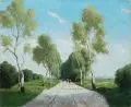 Josef Mühlbeck, Birkenallee im Sommer, Um 1900, Öl auf Leinwand