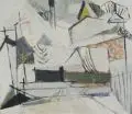 Hans Szym, Winterlandschaft, Tempera auf Papier, auf leinenmontierte Malpappe aufgezogen