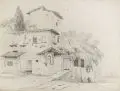 Woldemar Hottenroth, Italienisches Landhaus, Um 1840, Bleistiftzeichnung