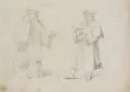 Wilhelm Löwith, Zwei Herren. 19. Jh, Bleistiftzeichnung