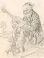 Paul Höfer, Fahrender Sänger, Graphitzeichnung