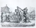 Andreas Paul Weber, Straßenmusikanten, 1979, Lithographie auf "BFK Rives"-Bütten