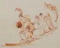 Georg Erler, St. Lucas, Farblithographien (?) und zwei Zeichnungen (Aquarell und Bleistift) auf festem Karton