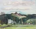 August Wilhelm Dressler, Landschaft in der Sächsischen Schweiz (?). Ohne Jahr, Aquarell und Gouache