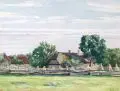 Max Helas, Dorf in Weißrußland, 1916, Aquarell