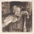 Beim Dängeln by Käthe Kollwitz, 1905, Radierung in Braun auf chamoisfarbenem "Van Gelder-Zoonen"-Bütten, offered Jun 2011