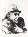 Paul Wilhelm, Dame mit Pelz . Ohne Jahr, Lithographie