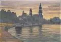 Hermann Kohlmann, Abend am Terrassenufer, 1956, Öl auf Malpappe