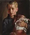 Wilhelm Oertel, Kellerjunge, 1921, Öl auf Leinwand