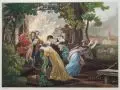 Jean Pierre Marie Jazet, LE FEU, Um 1815, Aquatinta, koloriert