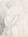 Ludwig Richter, (zugeschr. ), Die Apfelschälerin. Mitte 19. Jh