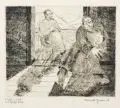 Heinrich Ehmsen, Bruder Nathanael jagt wie gepeitscht davon, 1927, Radierung auf chamoisfarbenem Bütten
