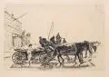 Wilhelm Giese, Gespräch mit einem Kutscher. Wohl 1. Viertel 20. Jh, Radierung