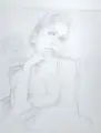 Siegfried Klotz, Junge Frau, das Kinn auf die Hand gestützt, 1984, Bleistiftzeichnung