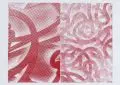Jean Kirsten, Abstrakte Komposition in Rot, 2008, Farbradierung und Blindprägung auf Zerkall-Bütten mit Trockenstempel der Druckerei Frans Masereel Centrum Kasterlee/Belgien