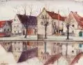 Johannes (Hans) Kotte, Der Rundling in Goes bei Pirna, Um 1926, Aquarell