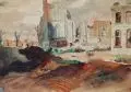Paul Leuteritz, Blick auf eine Kirchenruine. Wohl 1. Viertel 20. Jh, Aquarell über Bleistift auf Aquarellkarton