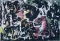 Wolfgang Opitz, Komposition mit Rot und Grün, 1989, Gouache