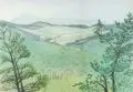 Fritz Tröger, Landschaft mit Bergen in der Ferne
