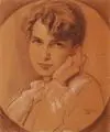 Wilhelm Wachtel, Irma, 1916, Farbige Pastellkreide auf braunem Karton