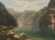 H. Moser, Idyll am Königssee mit Blick zum Watzmann. Wohl um 1885, Öl auf Leinwand
