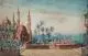 Friedrich Hausmann, (zugeschr.), Entwurf für ein orientalisches Bühnenbild. 19. Jh, Aquarell über Bleistift
