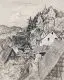 Walter Köhler, Sechs Landschaftsdarstellungen. 1920er Jahre, Aquarelle (2), Federzeichnungen in Tusche, Bleistiftzeichnung mit Pastellkreide und eine Kohlezeichnung