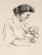 Heinrich Zille, Stillende Mutter (B), 1924, Lithographie auf gelblich-grauem, faserigem Bütten