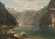 H. Moser, Idyll am Königssee mit Blick zum Watzmann. Wohl um 1885, Öl auf Leinwand