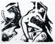 Leonore Adler, Gier, 1987, Linolschnitt auf festem Papier