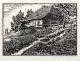 Richard Grimm, / Franz Hein, Bauernhof/ Ruine im Wald. Anfang 20. Jh, Holzschnitte auf chamoisfarbenem Japan bzw