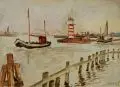 Mole in Warnemünde by Erhard Hippold, 1958, Öl über Bleistift auf Hartfaserplatte, offered Mar 2010