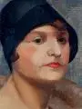 Otto Nückel, Frau mit schwarzem Hut, Um 1920, Öl auf Leinwand, auf Hartfaser aufgezogen