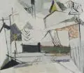 Hans Szym, Winterlandschaft, Tempera auf Papier, auf leinenmontierte Malpappe aufgezogen