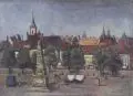 Paul Wilhelm, Erfurt - Blick vom Domplatz auf die Altstadt, 1951, Öl auf Leinwand