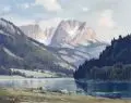 Rudolf Hellgrewe, Hintersee mit Kaisergebirge, Tirol, Um 1900, Gouache auf Karton
