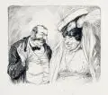 Theodor Grätz, Das Ehepaar, 1906, Federzeichnung in Tusche auf festem, chamoisfarbenen Papier