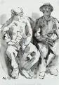 Karl Ortelt, Drei Arbeiterdarstellungen, 1953, Feder- und Pinselzeichnungen in Tusche, laviert