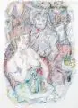 Heinrich Richter, Das Biest, 1973, Farbkreidezeichnung über Bleistift
