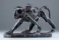 Gustav Schmidt, Affenmutter mit ihrem Jungen, 1943, Terrakotta, rotbraun glasiert